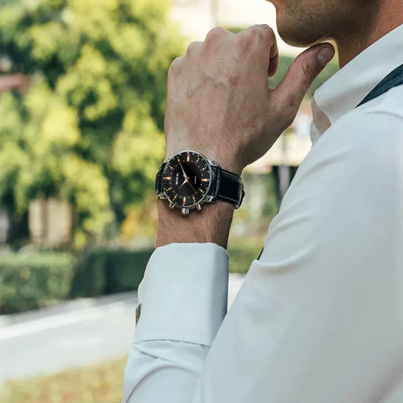 Fashion Male Clock Mens Casual Wristwatch Elegant Blue Quartz Leather Strap Watches Clock Gift Masculino Relogio Reloj Hombre