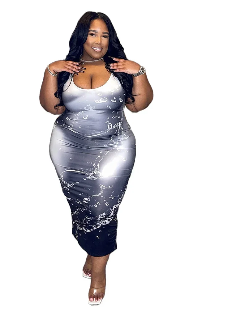 فستان Wmstar مقاس كبير برقبة دائرية بدون أكمام ملابس نسائية فساتين ماكسي غير رسمية جديدة في الصيف بالجملة دروبشيبينغ