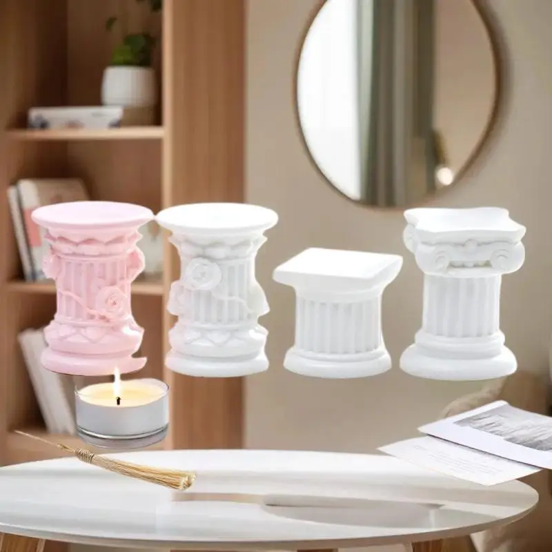 Decorative Roman Pillar Greek Column Pedestal Candlestick Stand, Indoor Dining Room Decoration & Garden Scenery Figurine
