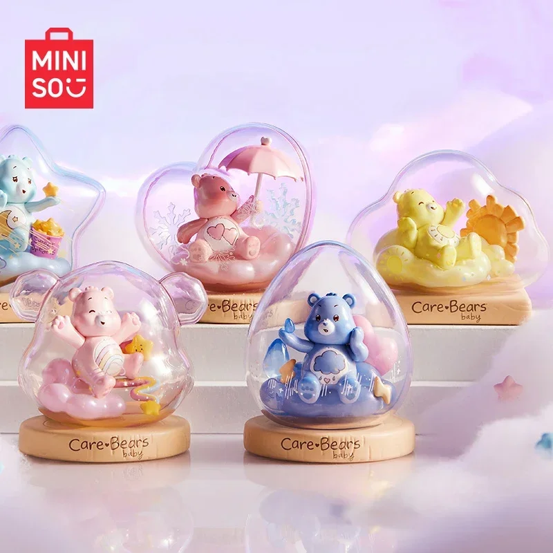 MINISO-Care Bears Weather Forecast Series Blind Box para Crianças, Brinquedos Kawaii, Presente de Aniversário, Decoração, Animação Modelo Periférico