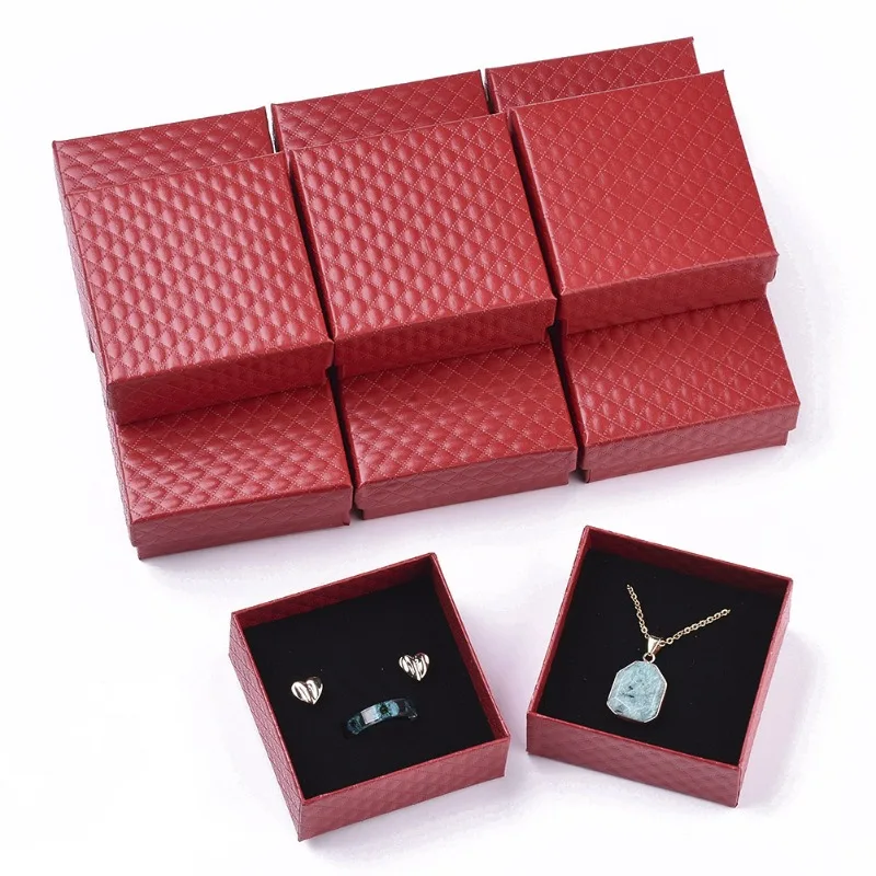 

12Pcs The Paper Jewelry Box Contains Sponge for Jewelry Packaging and Display Measuring 7.5X7.5X3.5cm