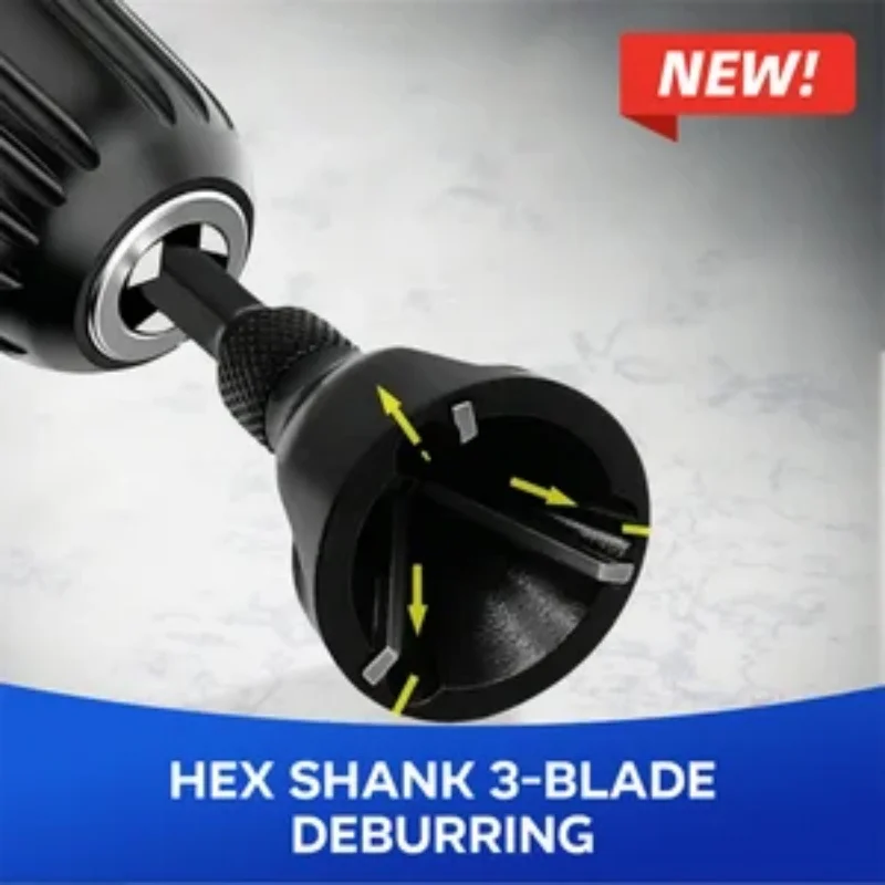 

1PC Hex Shank 3-Blade Deburring & Chamfer Tool, External Round Chamfer Cutter, Screw Bolt Burr Remover, Black