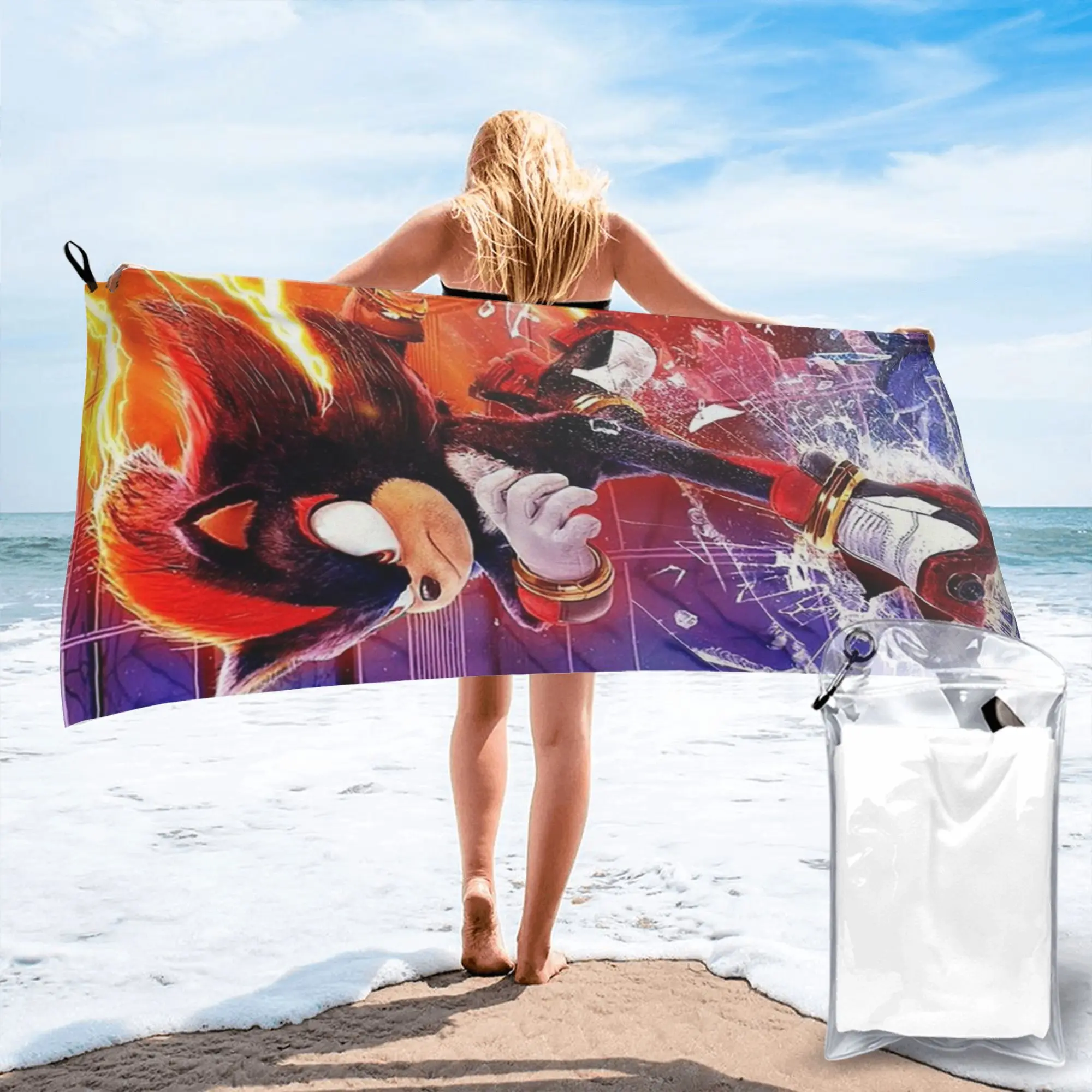 Shadow The Hedgehog Beach Towel Soft Microfiber Quick Dry Absorbent Quick Towels For Mountain Climbing