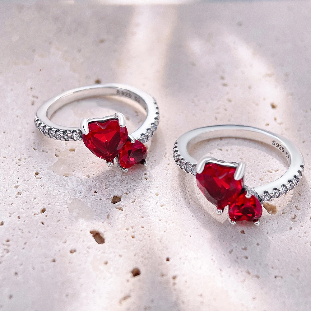 Anillos en forma de corazón de amor eterno de Plata de Ley 925 para mujer, joyería de aniversario, regalos de moda para madre, esposa y niña