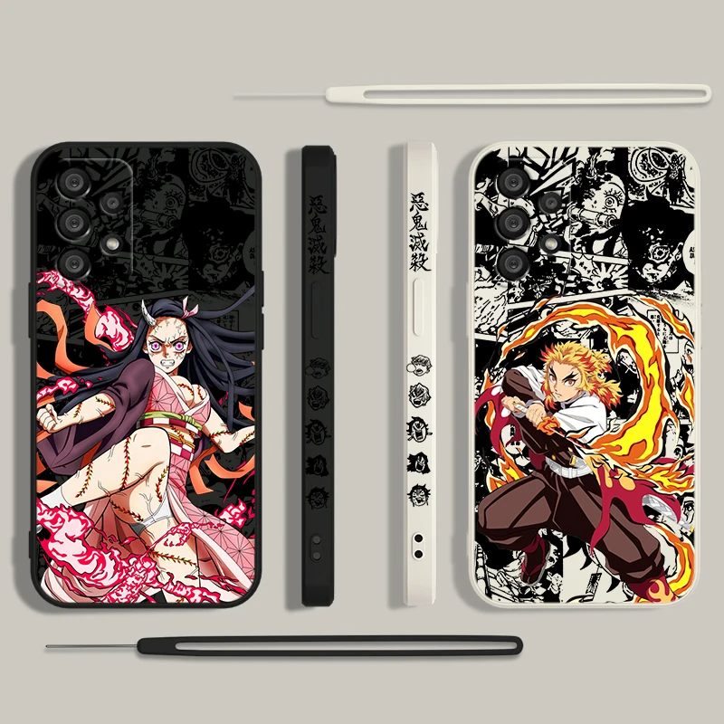 Demon Slayer Kimetsu No Yaiba Phone Case For Samsung A55 A53 A33 A52 A32 A71 A51 A21S A35 A25 5G Liquid Left Rope Funda