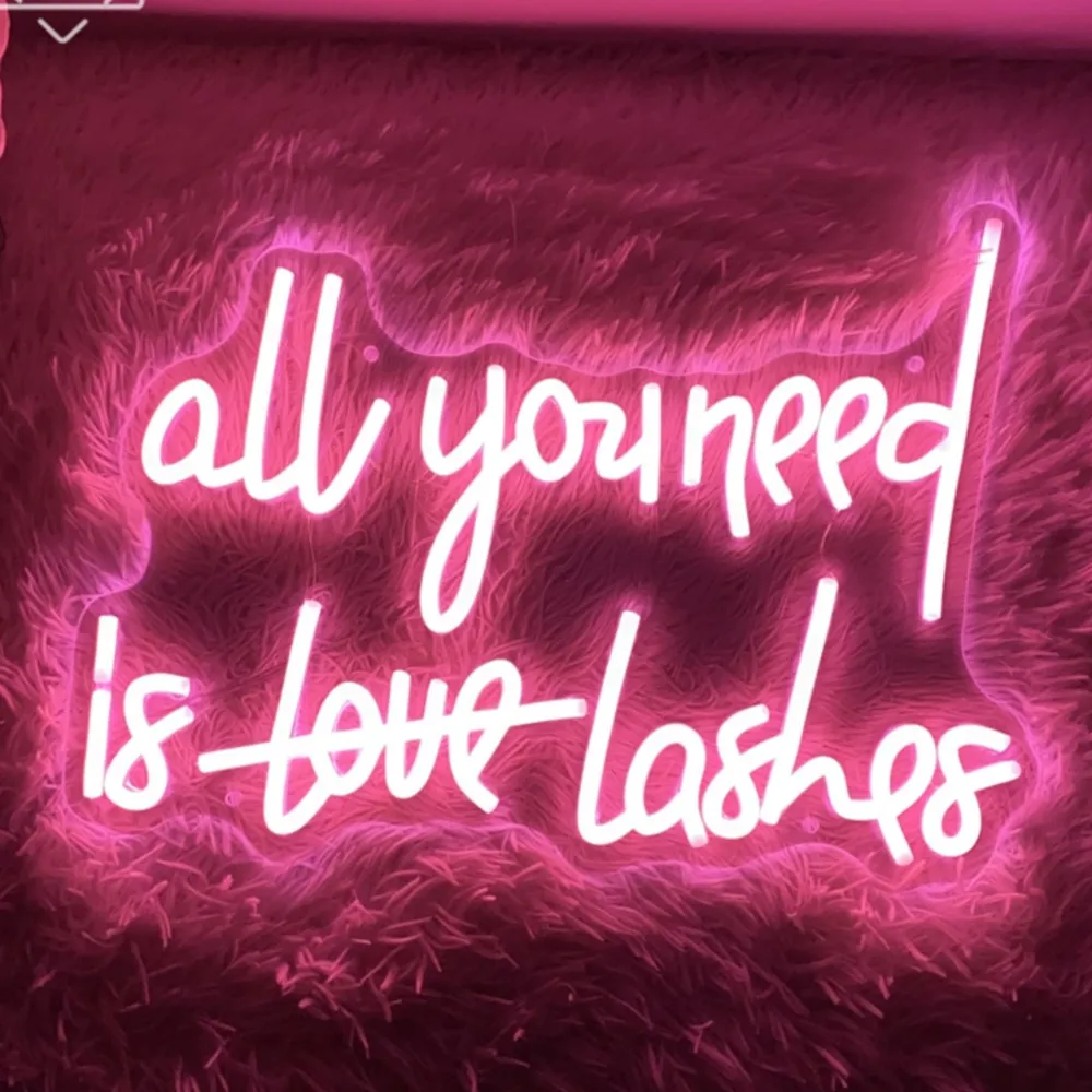 

All You Need is Love Lashes LED Neon Sign LASH Room Decor Neon Light Wall Art Decoration Neon LED Lamp Sign Business Signboard