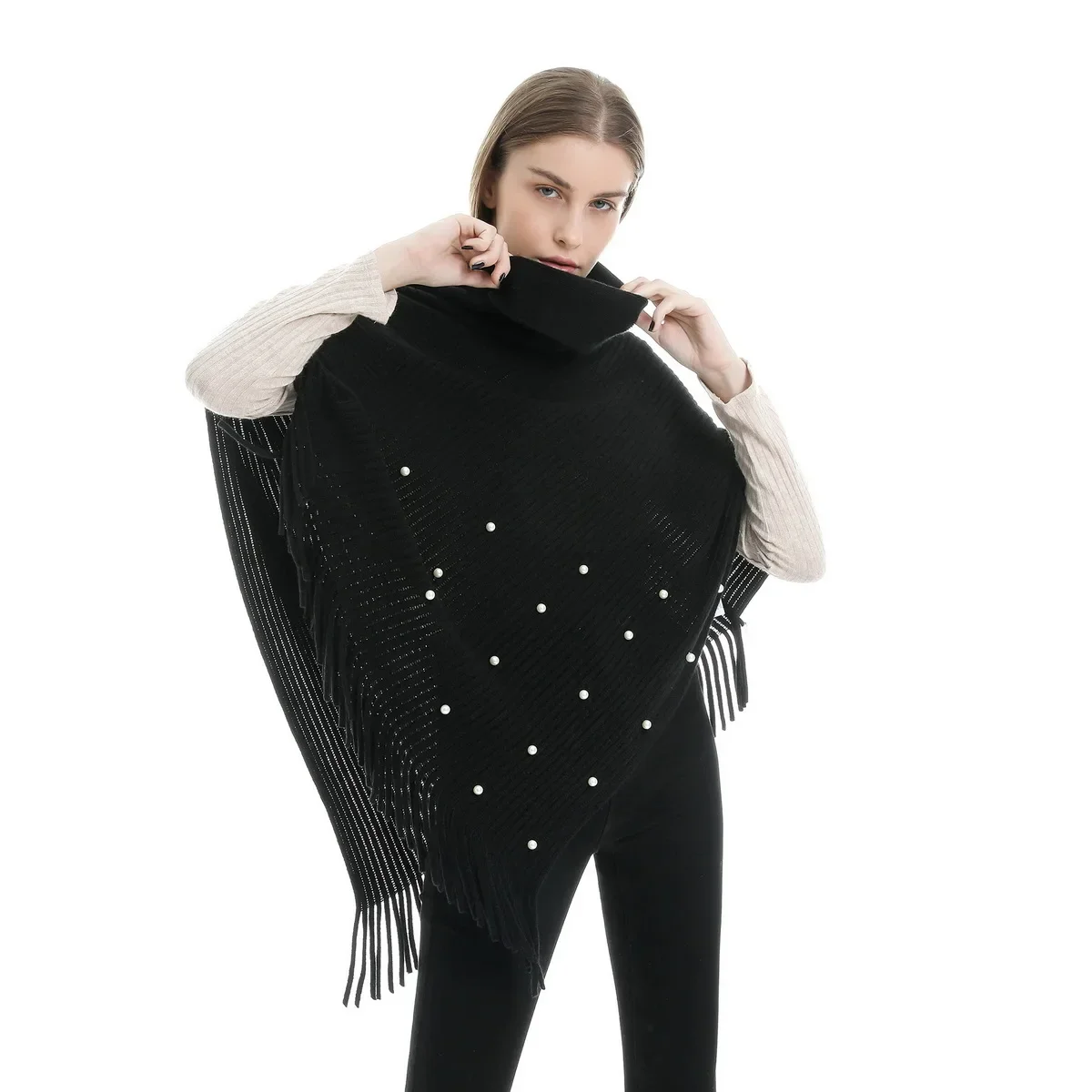 Women Winter Scarfs For Ladies Knitted Cashmere Poncho Capes Shawl Cardigans Sweater Coat Panuelos De Mujer Para El Cuello #YL10