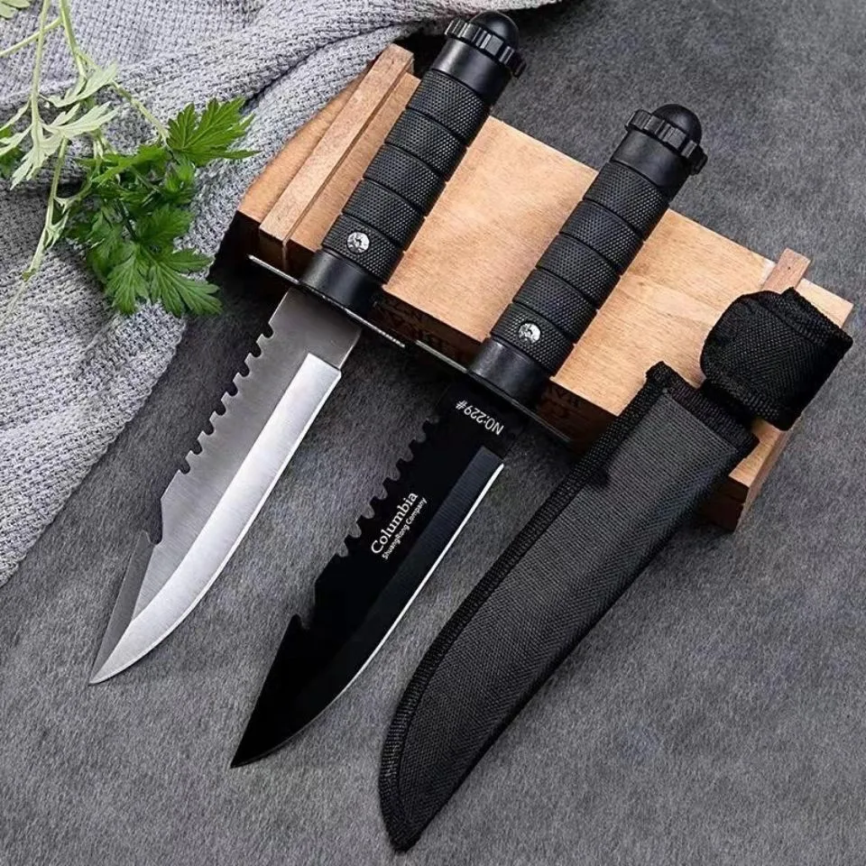 7CR17MOV Steel Sanding Light Tactical Straight Knife Jungle Camping Self-defense Straight Knife ABS Handle Hunting Knife