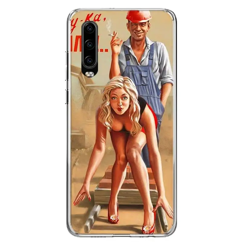 Sexy Pin Up Girl Vintege Case Phone Cover for Huawei P30 Lite P40 P20 P10 Mate 10 20 Pro P Smart Z 2019 Y5 Y6 Y7 Y9S Trend Funda