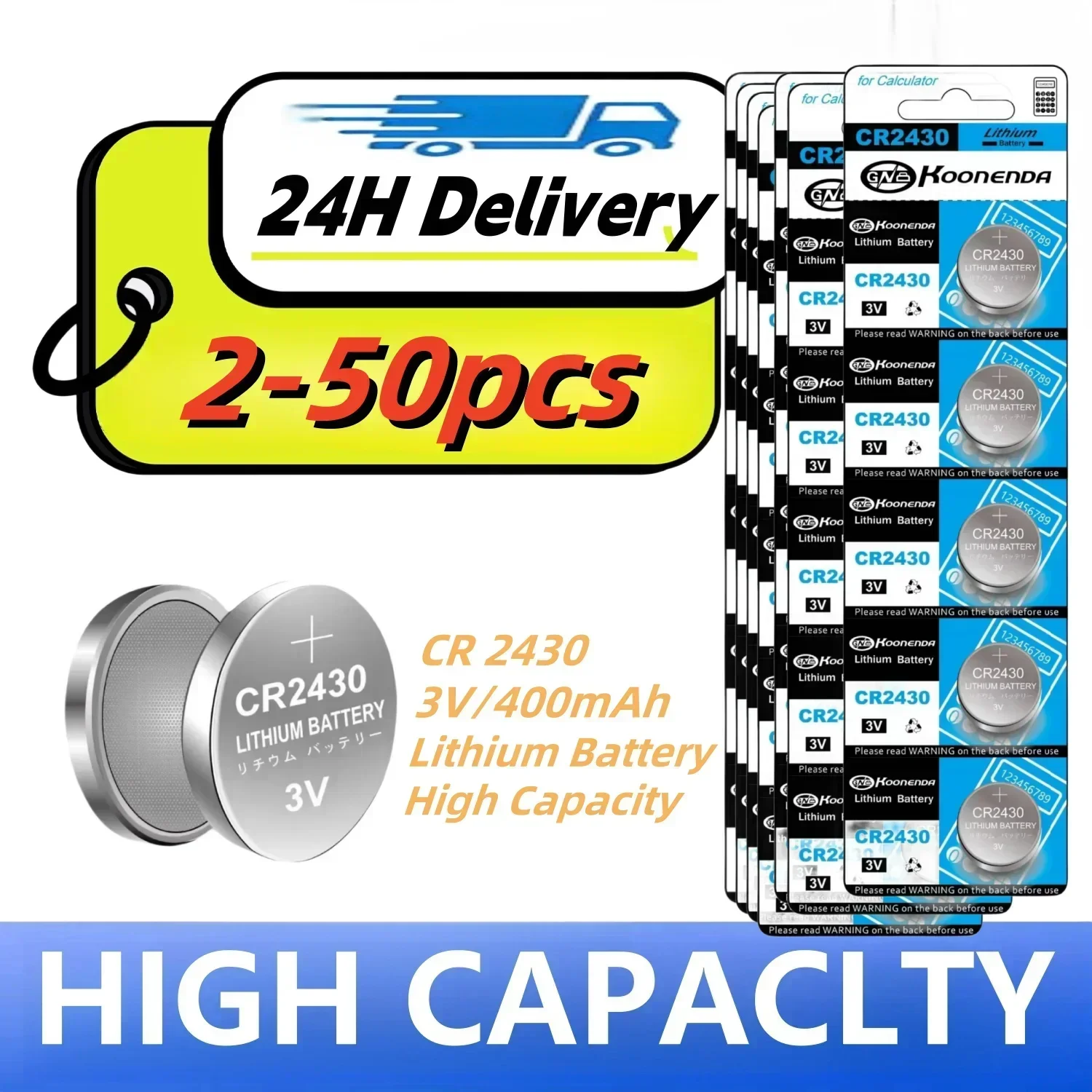 

New 2-50pcs CR2430 3V Lithium Battery CR 2430 DL2430 BR2430 Button Coin Batteries for Key Fob Watch Alarm Clock Remote Control