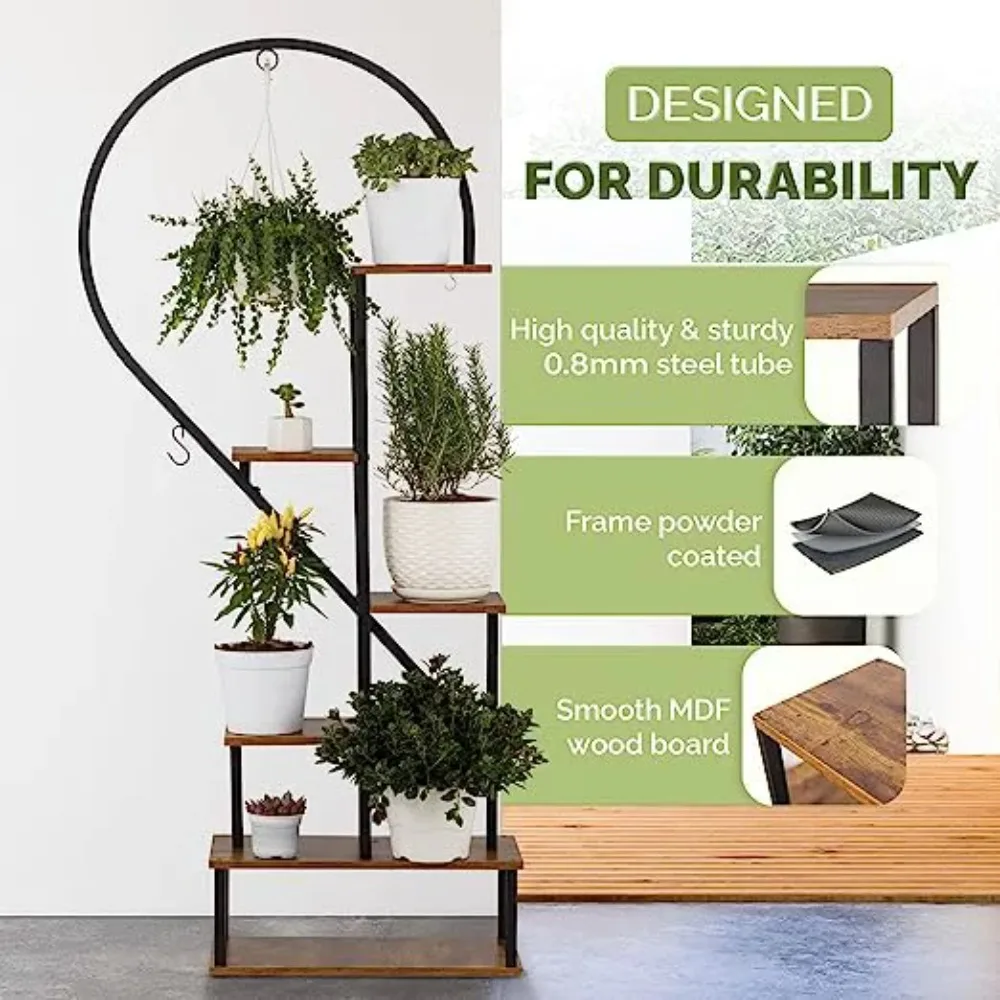 Half Heart Shape Ladder Plant Stands, Modern Metal Plant Stand with 6 Tiers Decorate Potted Plants,  Easy Assembly Free Shipping