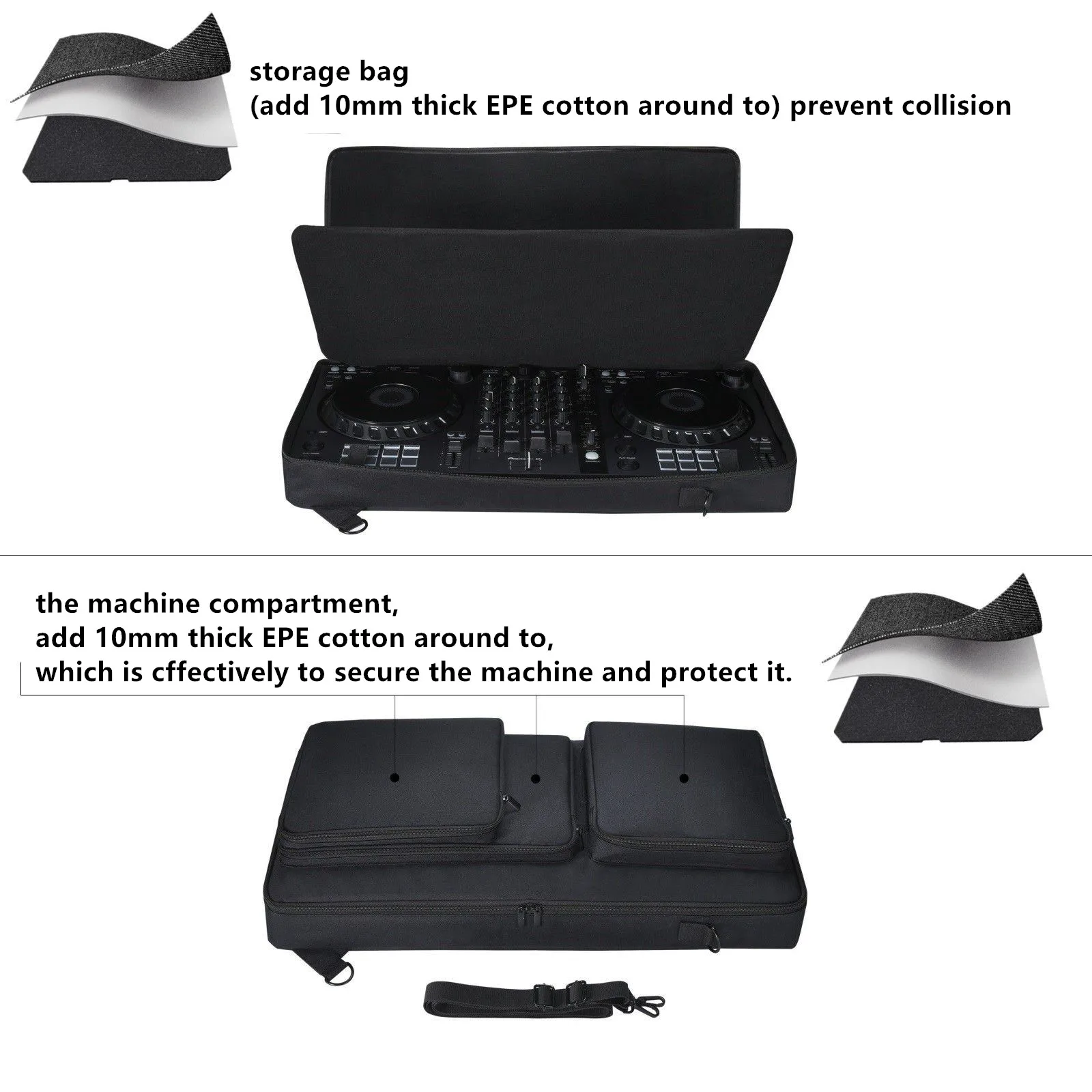 Imagem -04 - Controller Travelling Case com Alça de Ombro Estojo para Pioneer Ddj-flx6 Ddj-sx Ddj-sx2 Ddj-sx3 Bolsa de Armazenamento dj