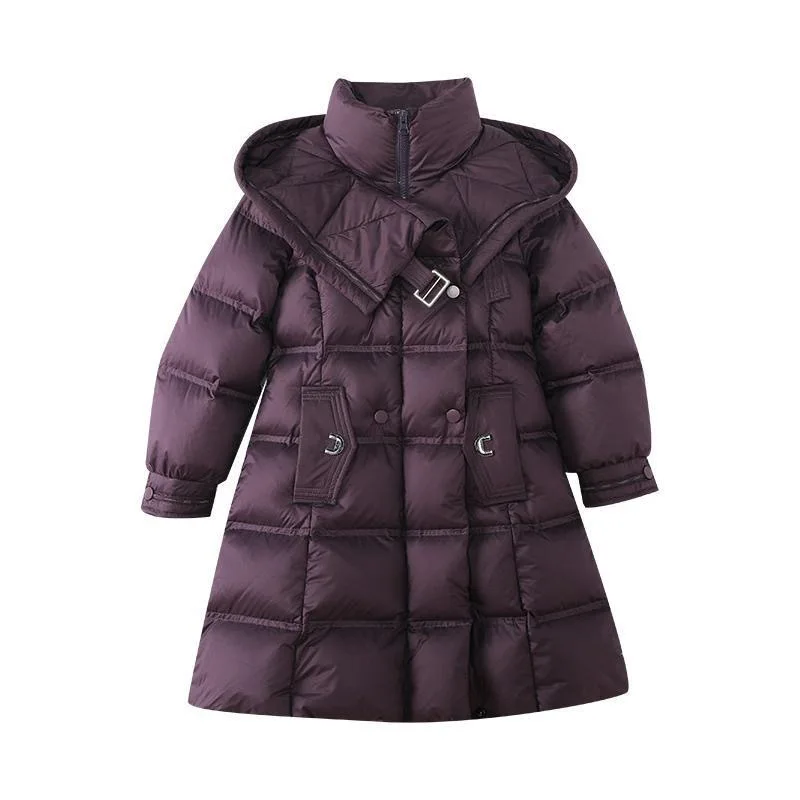 Spessa ragazze caldo Parka bambini giacca inverno Casual adolescenti capispalla cappotti viola con cappuccio tuta da neve bambini cotone giacca a