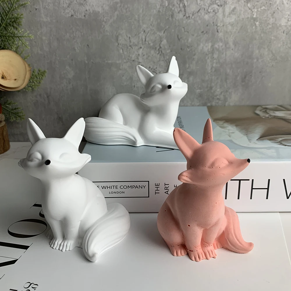 3D Fox Candle Silicone Mold Cartoon Fox Handmade Scented Candle Gypsum Mould Chocolate Baking Tool Aromatherapy Plaster Mold