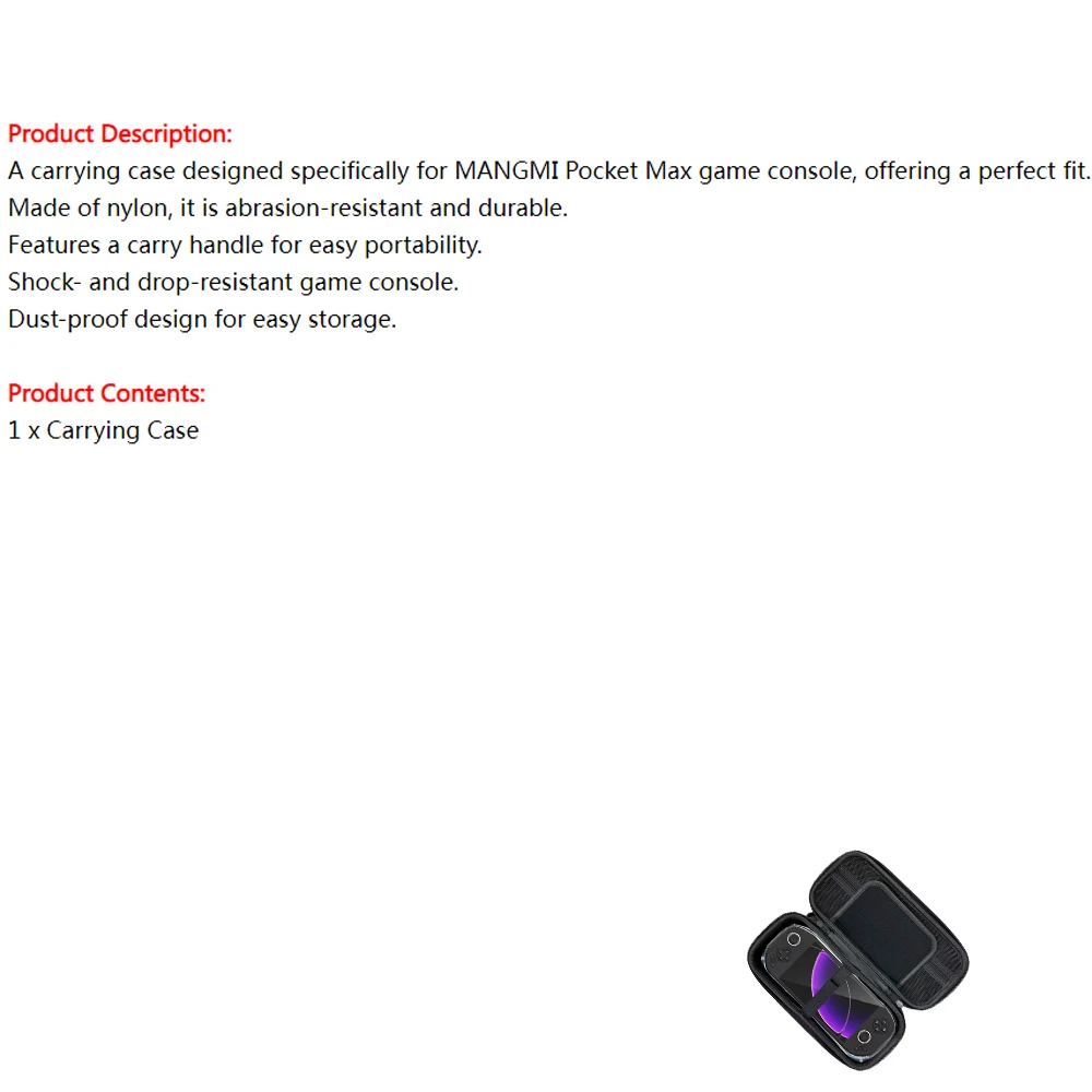 

Hard Carrying Case for MANGMI Pocket Max Game Console, Dust-proof Shock-resistant Protective Carry Case Travel Storage Mesh Bag