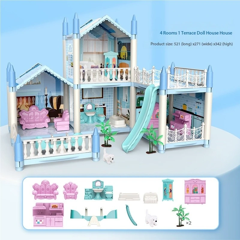 DIYプレイハウスドールハウスセット、シミュレーションヴィラ、親子インタラクション、リトルプリンセスキャッスルおもちゃ
