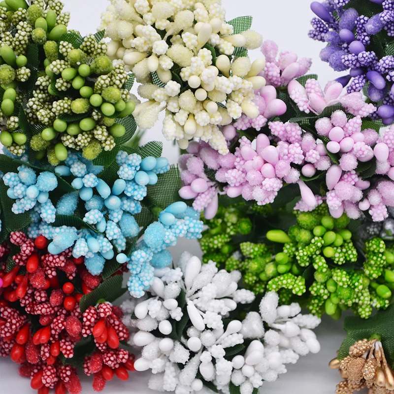 

24pcs Artificial Mini Mulberry Stamen Decorative Flowers Wire Stem for DIY Wreaths Marriage Leaves Wedding Party Decorations