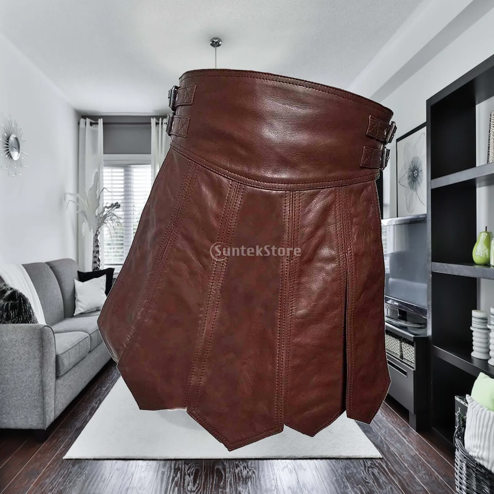 Falda de cuero ajustable para hombre, ideal para disfraces de cosplay con diseño de gladiador romano, perfecta para fiestas temáticas escocesas, sesiones de fotos y eventos.