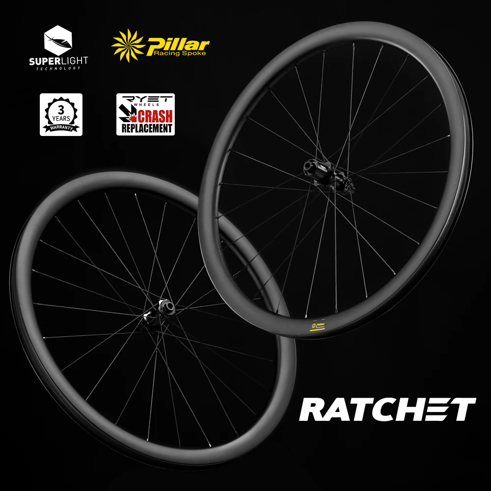 2025 RYET Carbonio GRAVEL Wheelset Freno A Disco Tubeless 36T 700C Ruote Bici Center-Lock/6 Bulloni Mozzo 35x30 Cerchio Pilastro 1423 2015