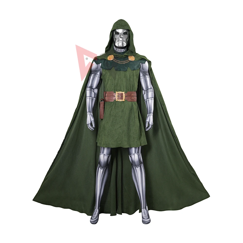 

New Movie Victor Von Doom Cosplay Costume Jumpsuit Vest Cloak Helmet Mask To Choose For Game Party Custom Made