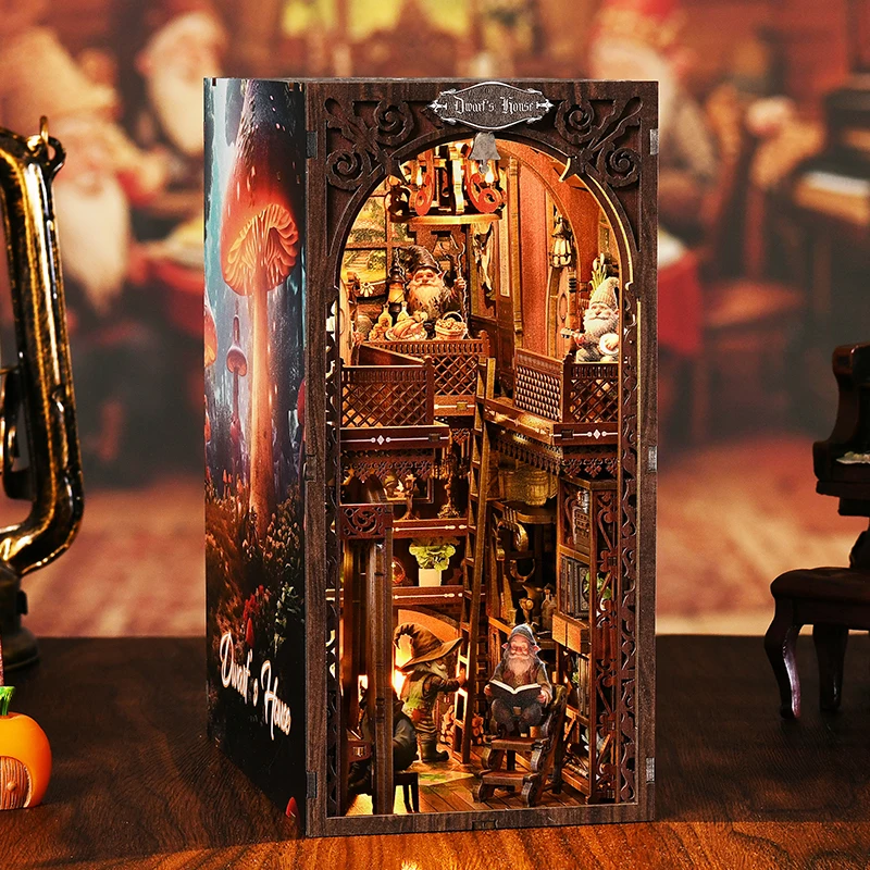 

DIY Book Nook Kit Wooden Miniature Doll House 3D Puzzle Model Building Bookshelf Bookend Toys Home Decoration Dollhouse Gifts