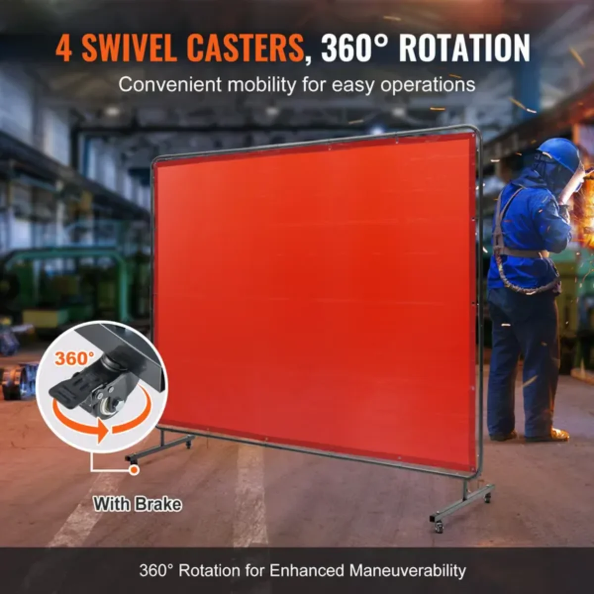 VEVOR 6'×8' Flame-retardant Vinyl Welding Protection Screen, for Workshop/Industrial Use, Red