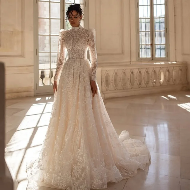 Personalizado brilhante marfim branco vestido de baile vestidos de casamento real querida applique sem costas vestido de contas feito robe de