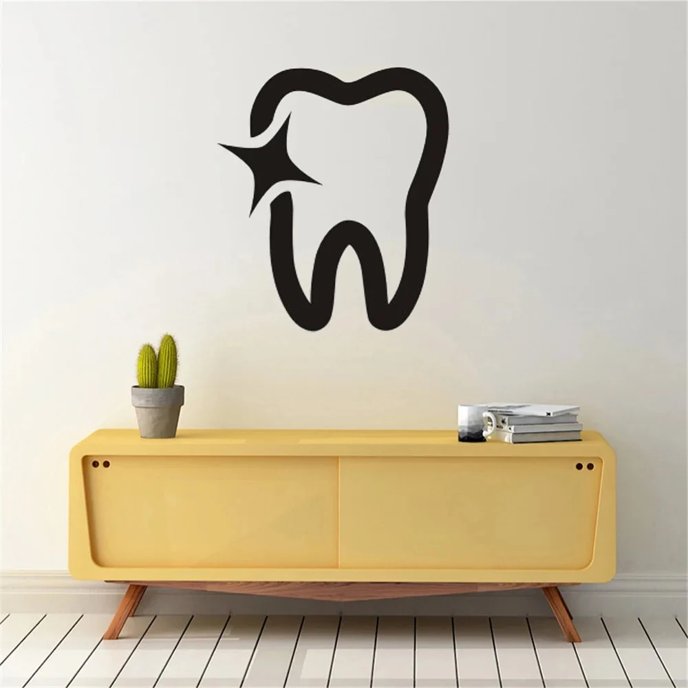 

1 pc hot sale Dental Clinic Tooth Brushing Shiny Teeth Dentistry Sticker Wall Sticker Removable Wall Stickers Diy Wallpaper