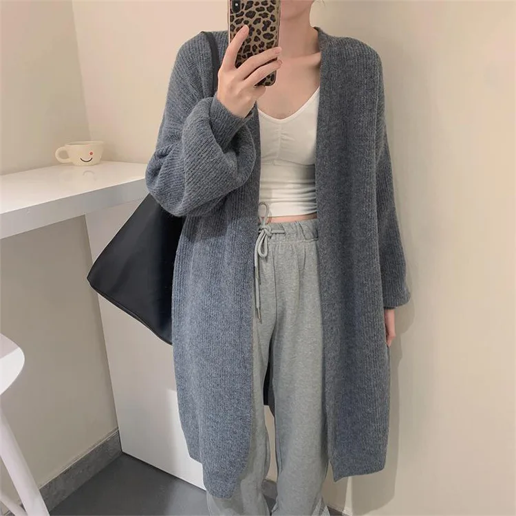 Woman Sweater Cardigan 2022 autumn/winter Knitting Loose Lantern Sleeve Solid Color woman's Clothing Dropshipping RZ993