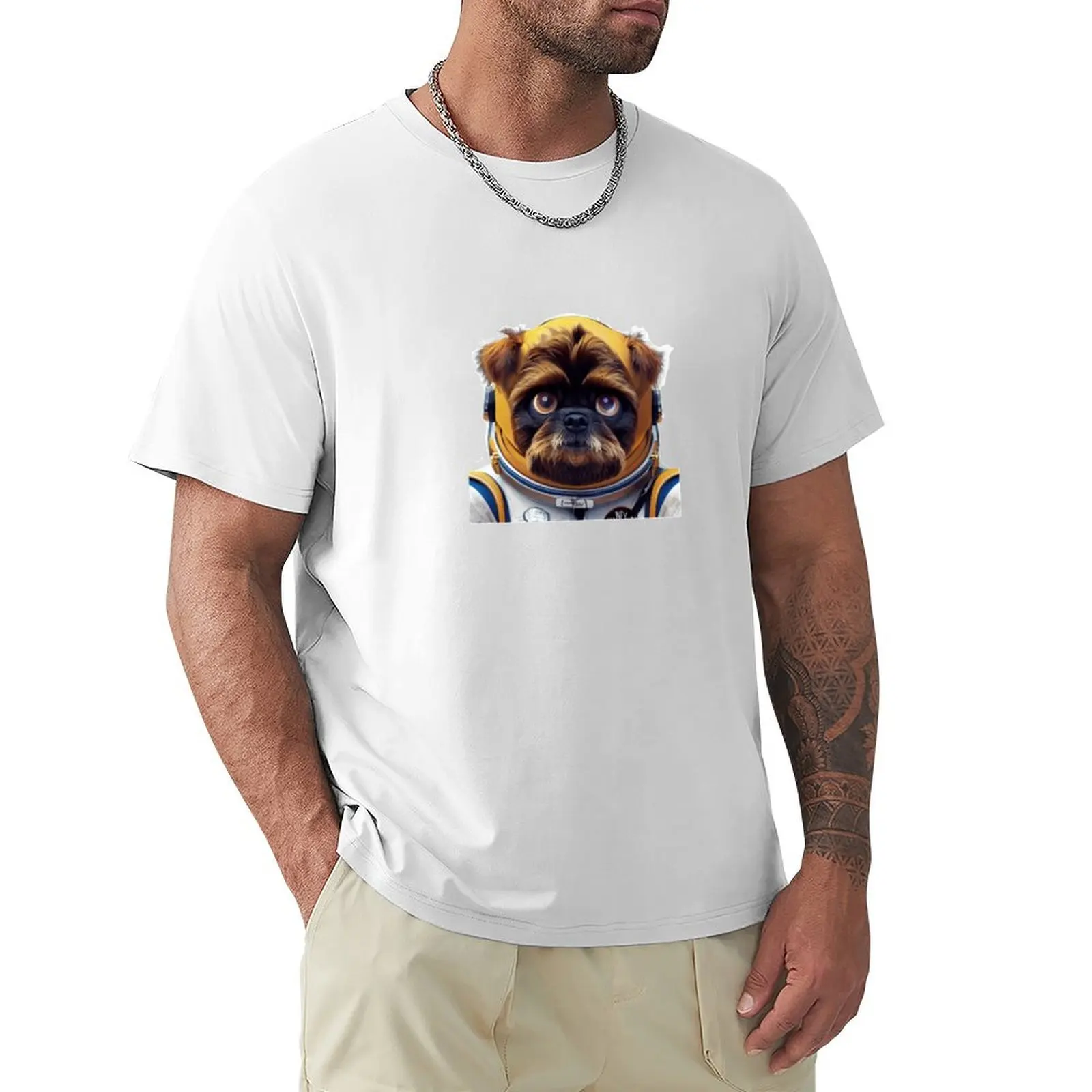 

Astronaut-dog-Griffon-Belge T-shirt funnys quick-drying vintage kawaii clothes men clothings