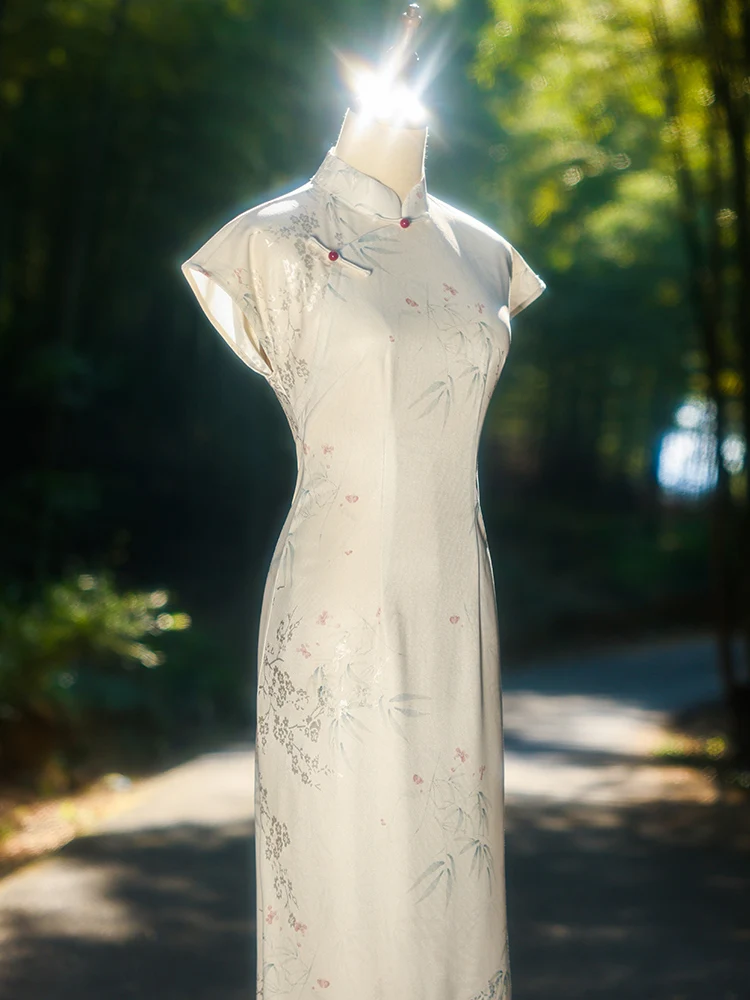 

White Traditional Chinese Young Sle Slimming Dr Belly Covering plus Size Beautiful Long ort Sve