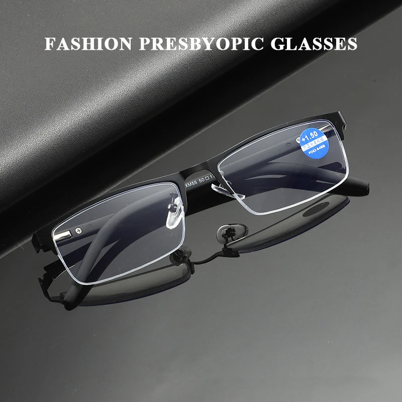Klassische Halbrahmen Lesebrille Männer Frauen Mode Rechteck Presbyopie Brillen Business Hyperopie Anti Blaues Licht Gläser – Detail 2