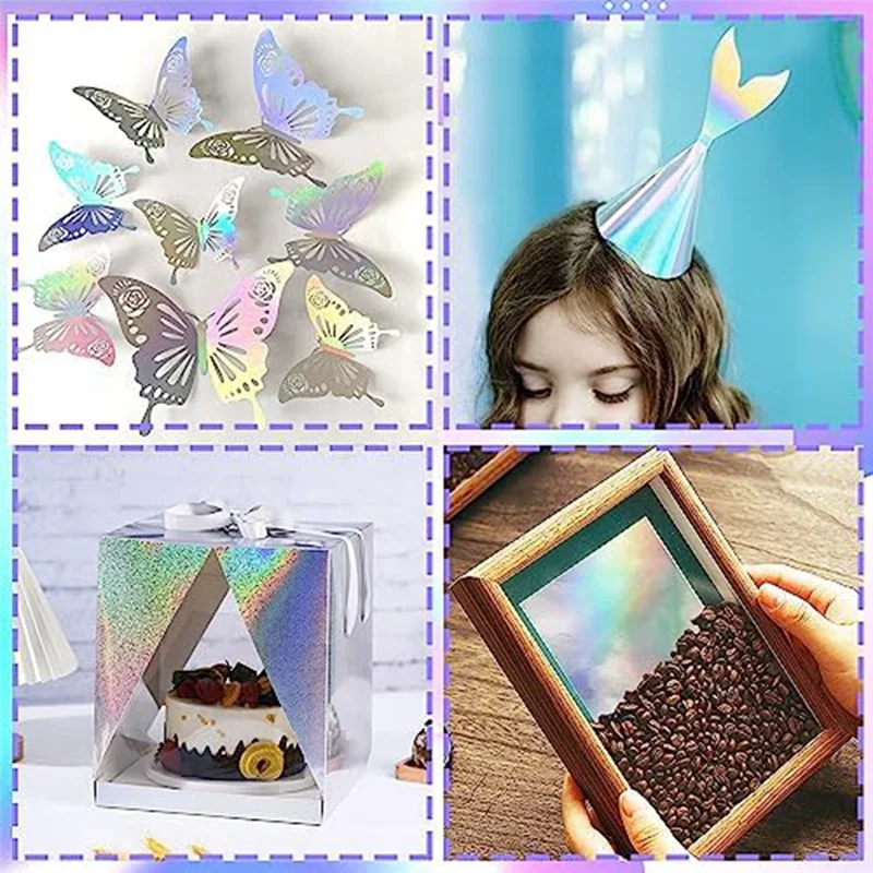 A59E-30-Pack Metallic Holographic Cardstock Shiny Fluorescent A4 Thick Cardstock Mirror Paper For Card Making Scrapbooking