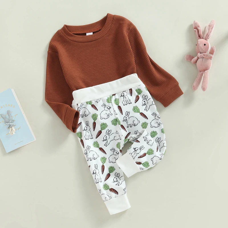 

Adorable Infant Easter Clothes Cute Bunny Print Top and Pants Set for Baby s First Easter Celebration