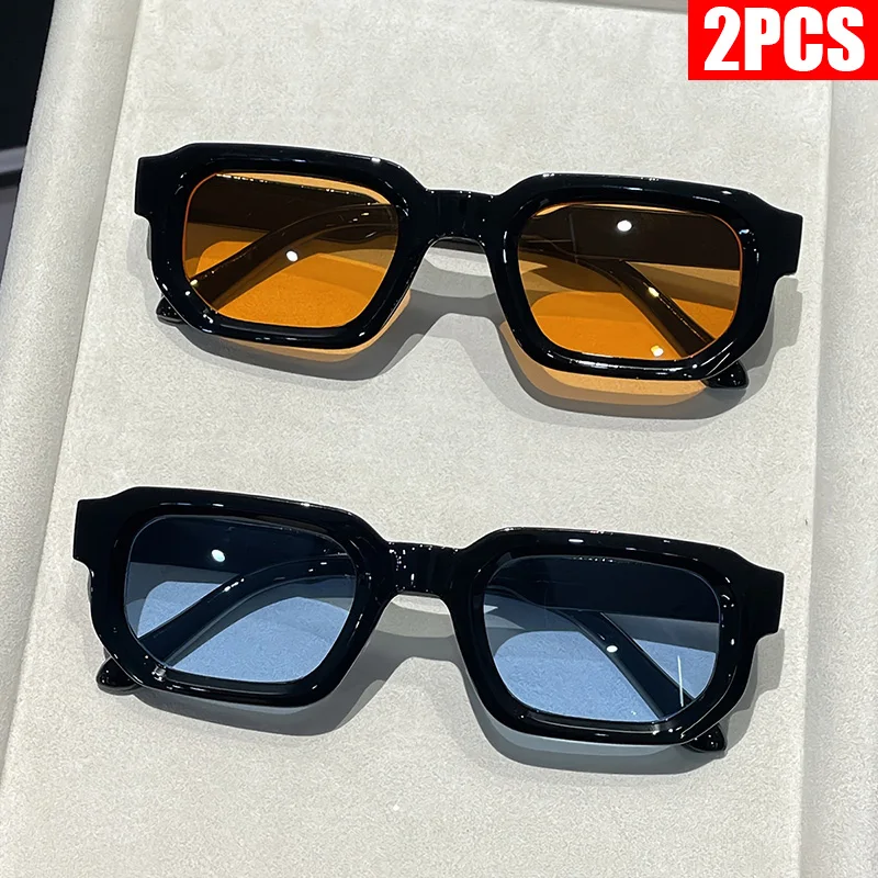 2/3PCS Vintage Rectangle Frame Sunglasses for Women Fashion Retro Luxury Brand Design UV400 Sun Glasses Men's Eyewear Goggles