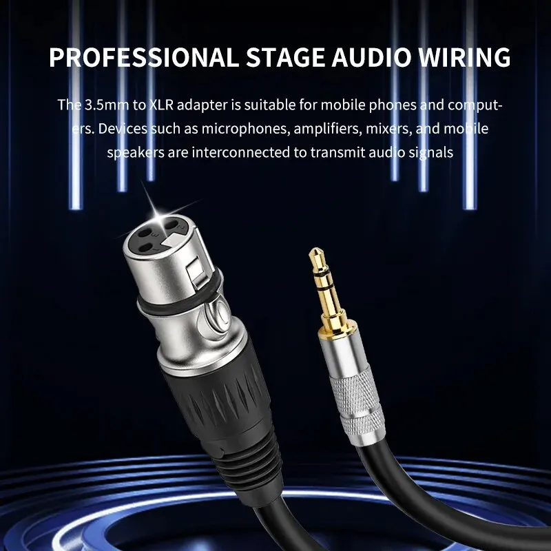 YYTCG XLR 3-Pin Male to 3.5mm Stereo Plug Shielded Microphone Mic Cable Jack 3.5 Male to Female