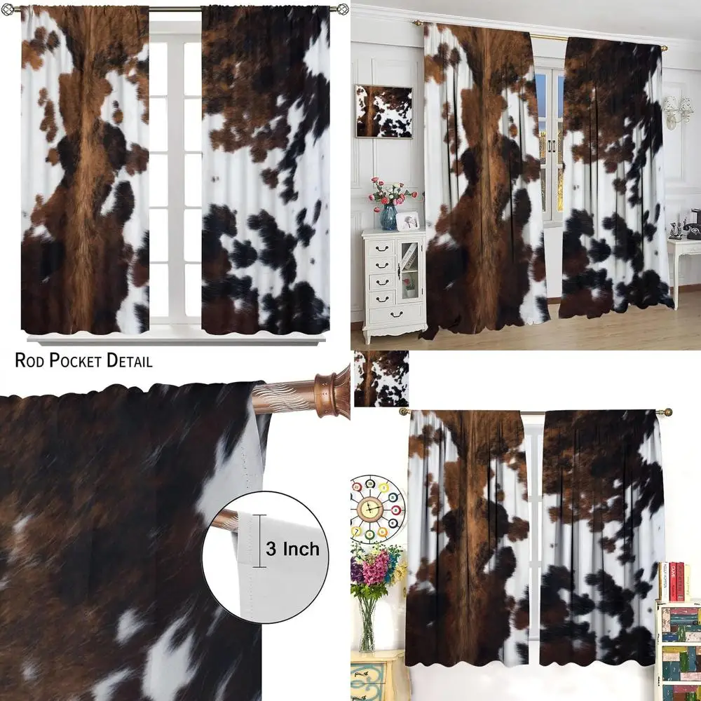 

Rustic Cowhide Curtains, 84 W x 84 L, for Western-Style Rooms