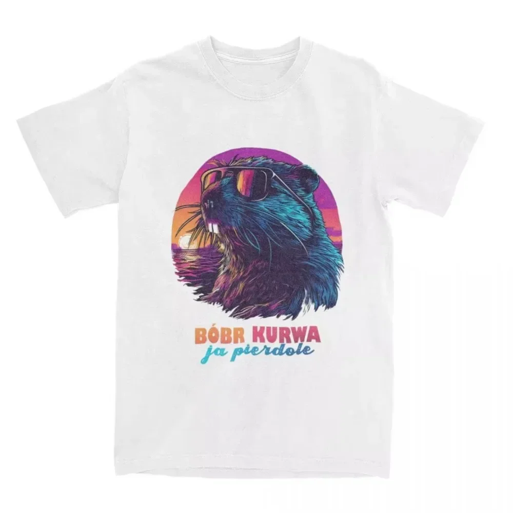 Couple Tshirt Synthwave Polish Beaver Men Bobr Bober Kurwa T-shirts Novelty Summer Women Tee Shirt Streetwear Design Cotton Top