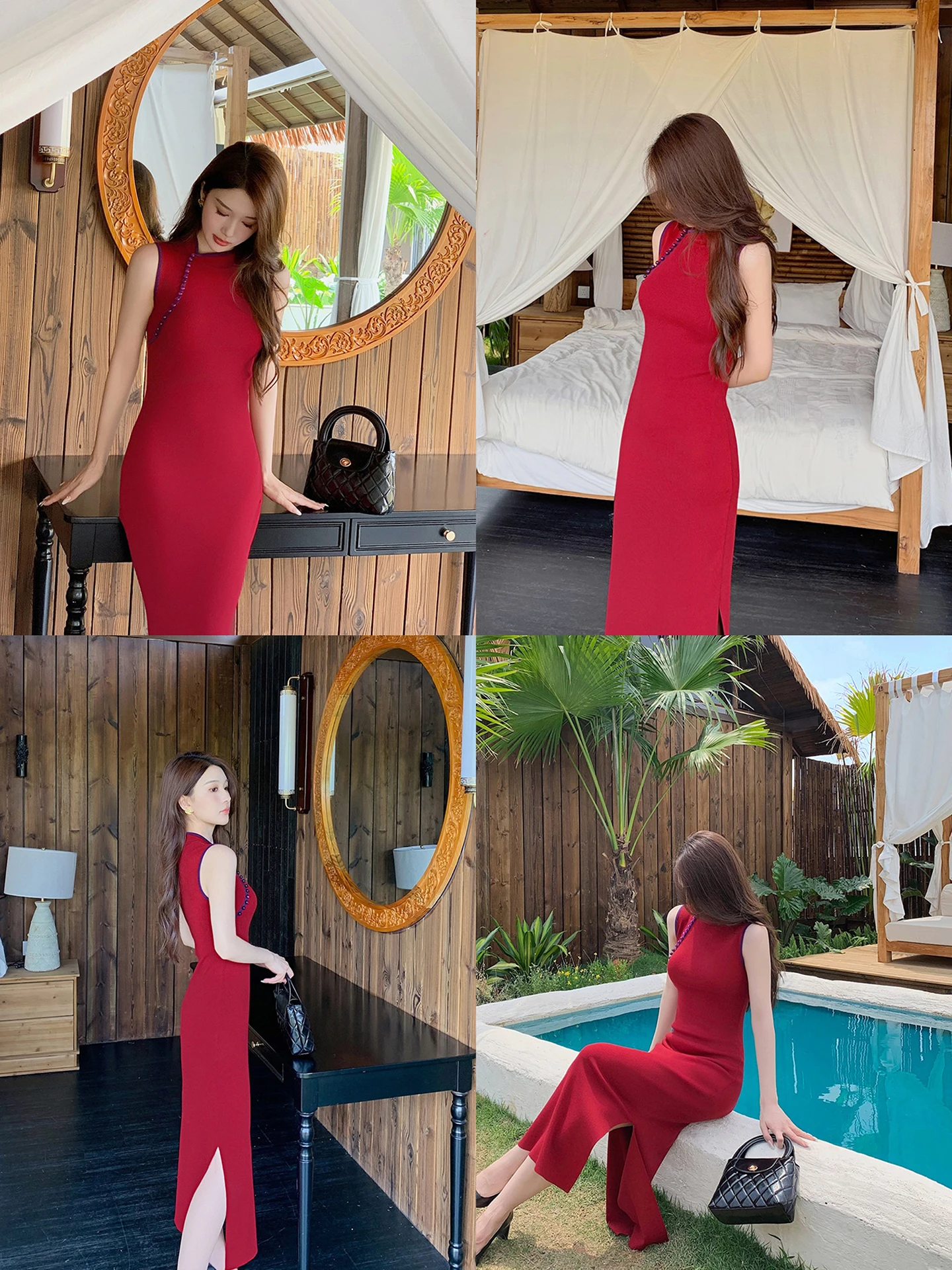 

Женский трикотажный корсет-пояс Chuqing с улучшенной посадкой, красный, для коррекции фигуры, с разрезом