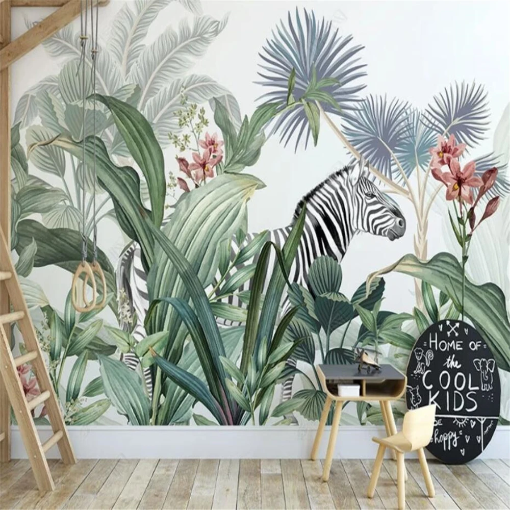 Custom Tropical rainforest 3D background wallpaper Southeast Asian plant leaf Nordic ins small fresh wall paper for living room