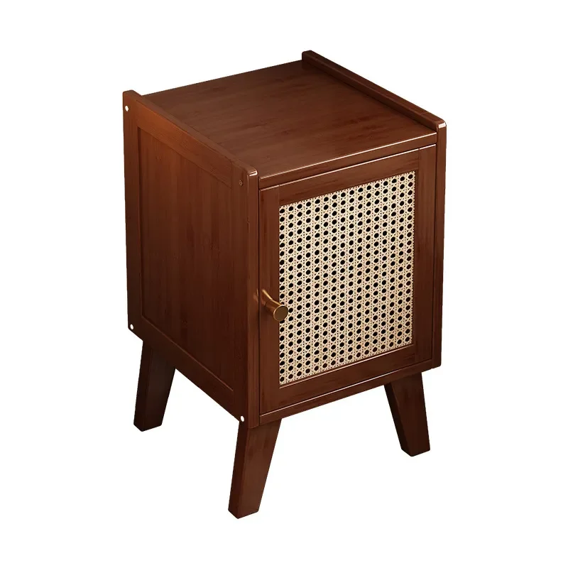 Small Plastic Rattan Nightstand with Drawers Simple Luxury Bedroom Side Table Storage Cabinet for Modern Home Decor