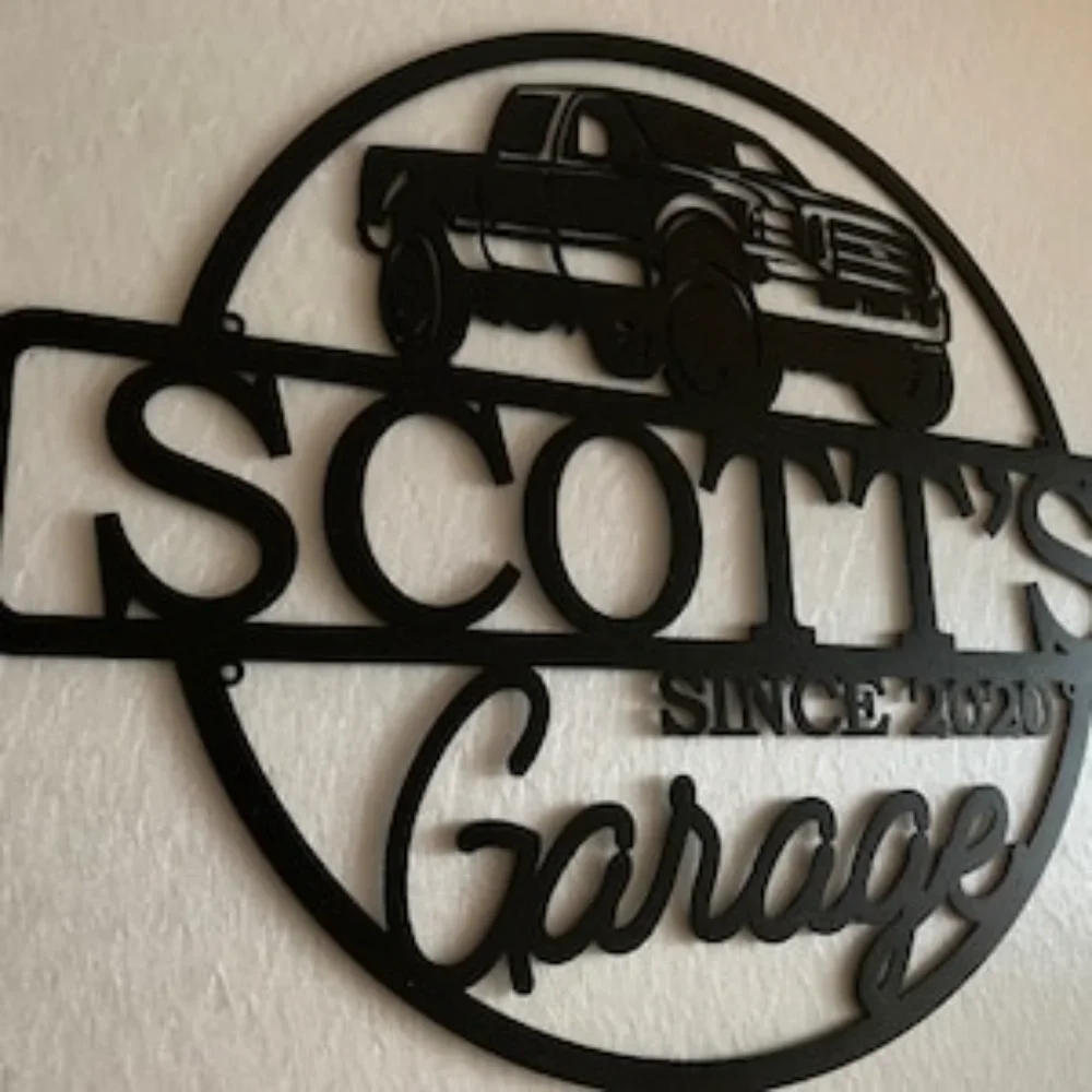 Personalized Metal Name Garage Sign Custom Plaque Wall Art Ideal Gift Est Year for Man Cave Dad's American Car Enthusiasts