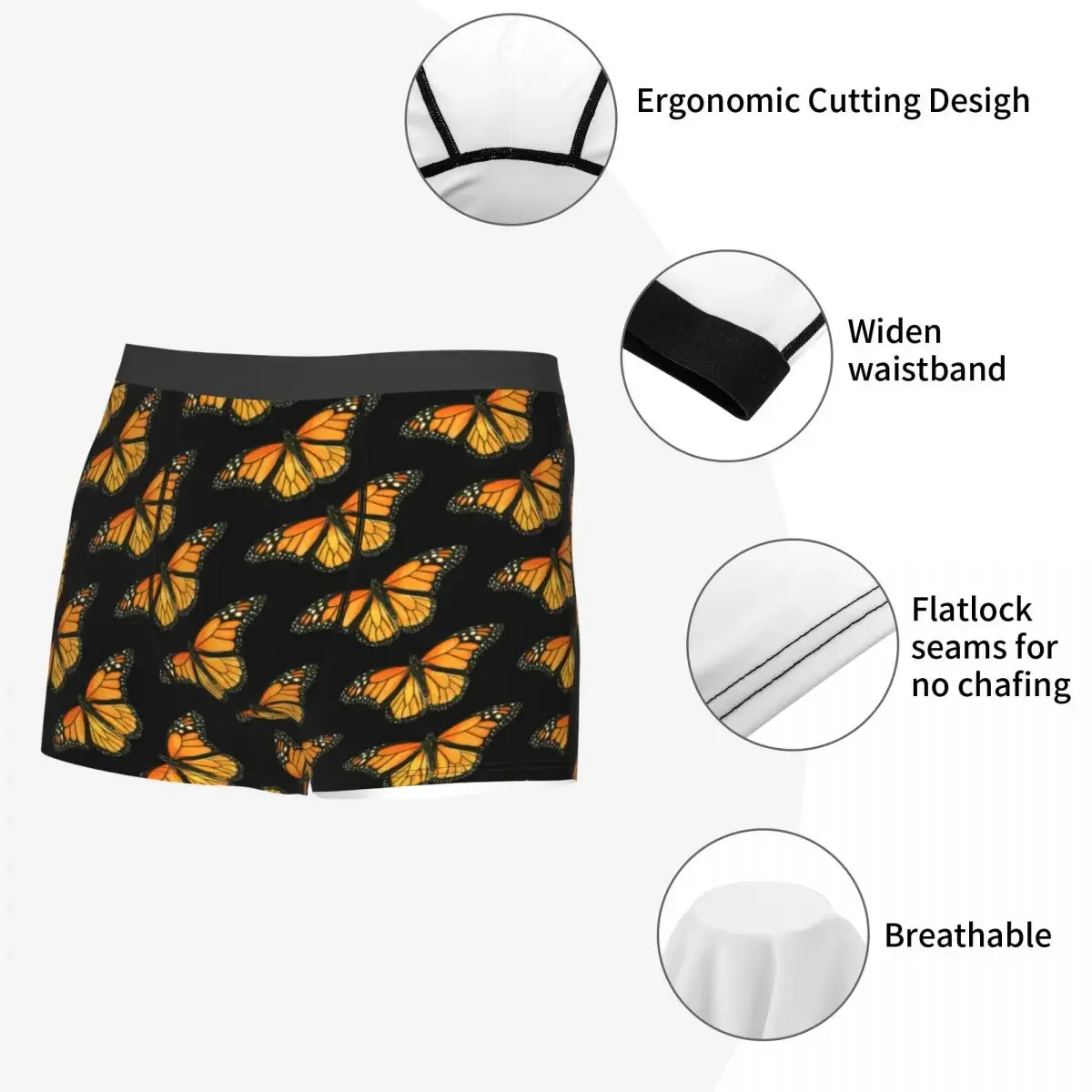 Monarch Underpants Breathbale Panties Male Underwear Print Shorts Boxer Briefs