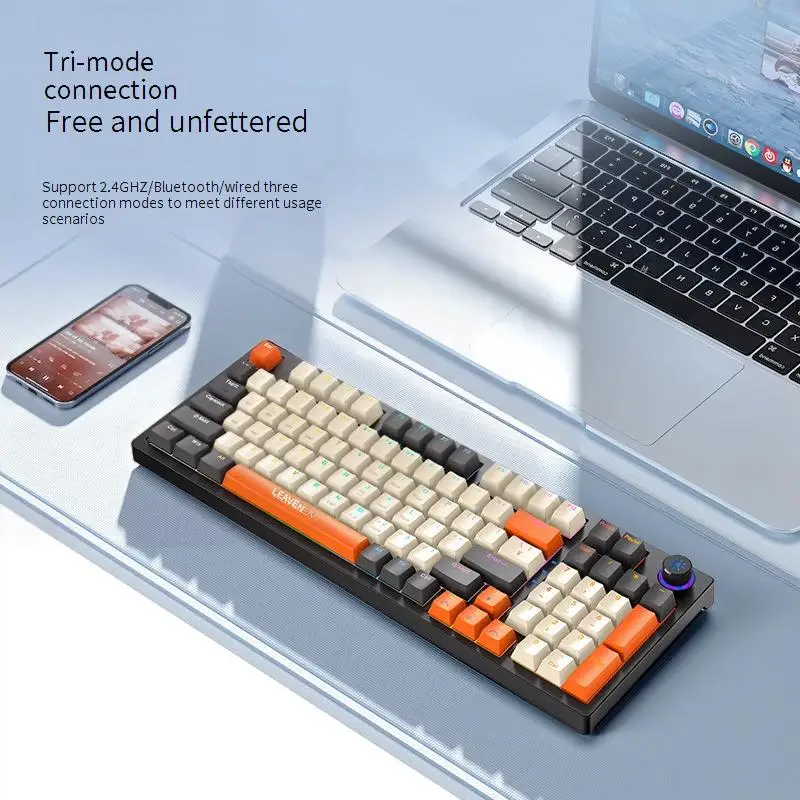 Teclado mecánico tricodo de intercambio en caliente H96, junta personalizada, teclado inalámbrico RGB para juegos para Win Mac