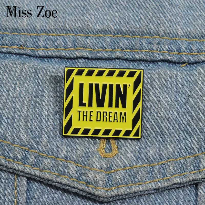 

Singer Songs Enamel Pins Custom Song Album LIVIN THE DREAM Brooches Lapel Badges Jewelry Gift for Fans Friends