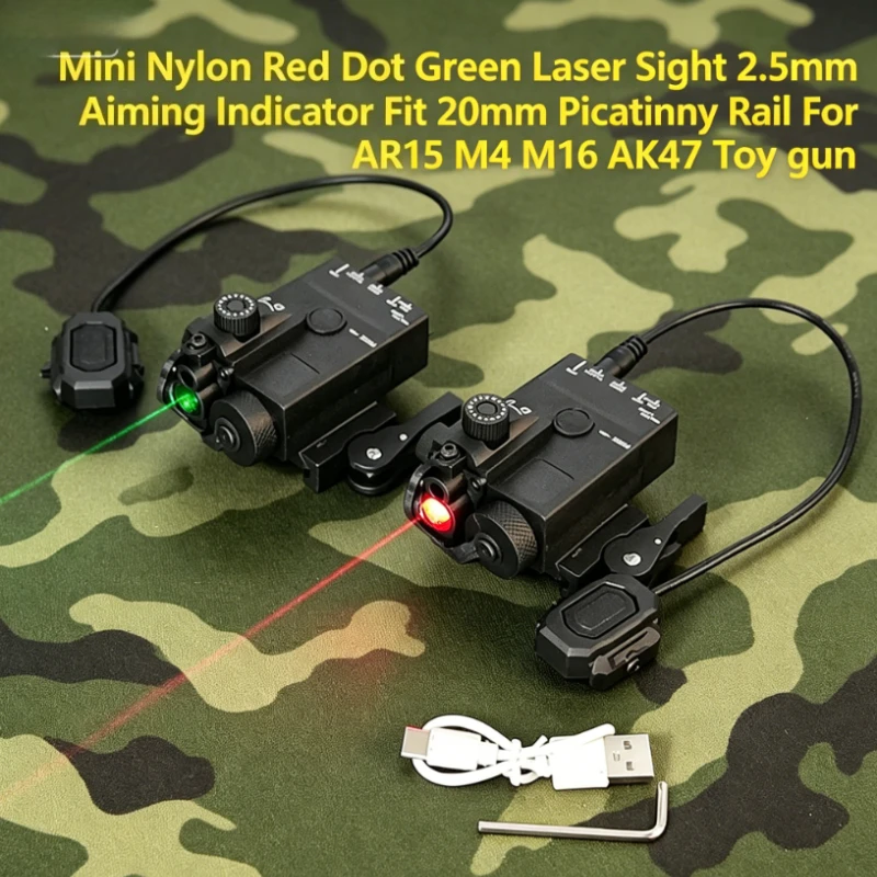 

Mini Nylon Red Dot Green Laser Sight 2.5mm Aiming Indicator Fit 20mm Picatinny Rail For AR15 M4 M16 AK47 Toy gun