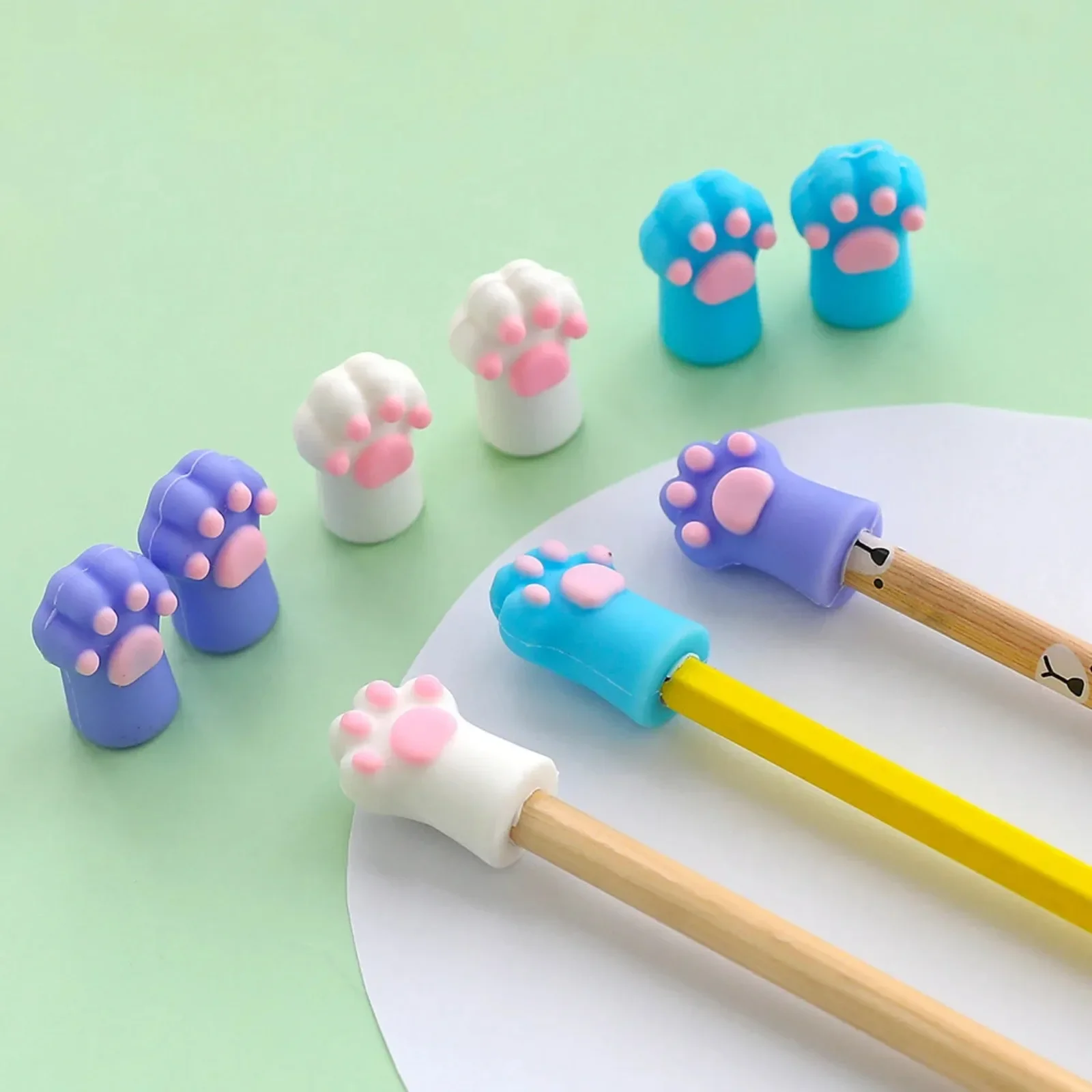 3pcs Kawaii Cat Paw Pencil Cap Cute Pencil Extender Portable Touch Pen Cover Korean Stationery Kids Gifts School Office Supplies