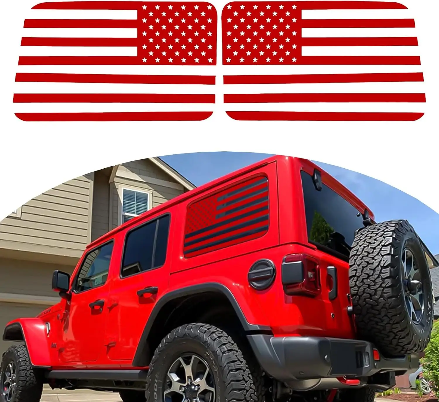 

Наклейка на заднее боковое окно с американским флагом, совместимая с Jeep Wrangler JL JLU 2018-2025 up, 4-дверная, предварительно вырезанное виниловое заднее окно