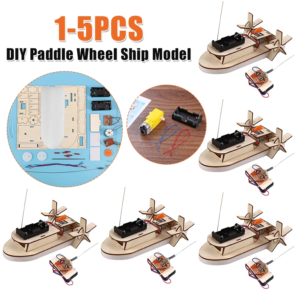 

DIY Paddle Wheel Ship Model Students Science Experiments Remote Control Toys School Projects Teaching Educational Equipment