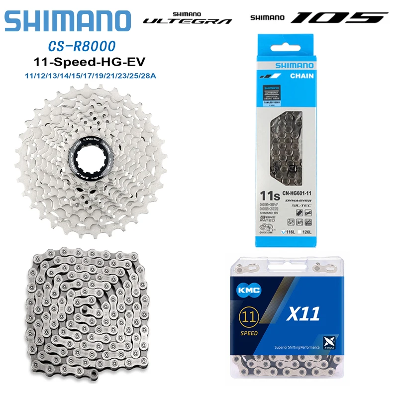 

Велосипедная кассета Shimano CS-R8000 11 Speed Groupset, кассета для дорожного велосипеда Ultegra R8000 11-28/30/32T, маховик HG601, цепи KMC, цепи 11 в, комплект